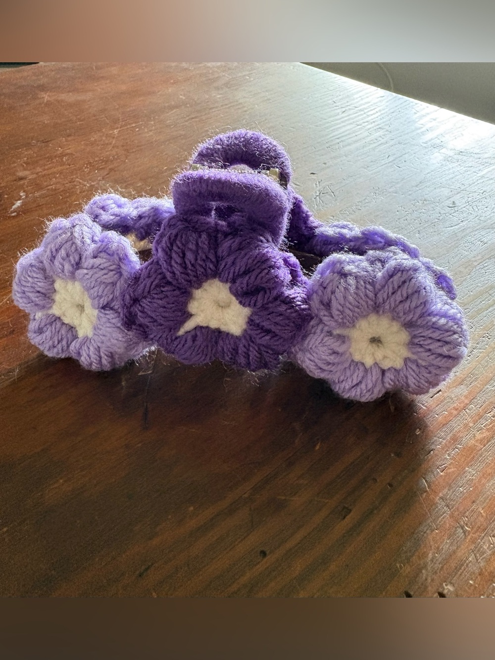 Handmade Purple Crochet Flower Hair Clip